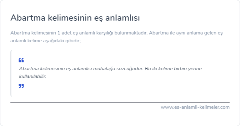 Abartma eş anlamlısı nedir?
