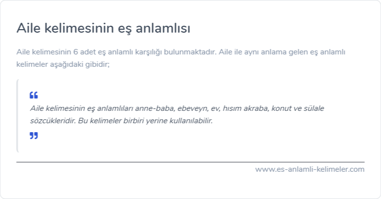 Aile eş anlamlısı nedir?