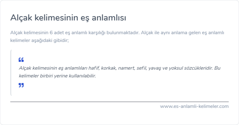 Alçak kelimesinin eş anlamlısı ne?