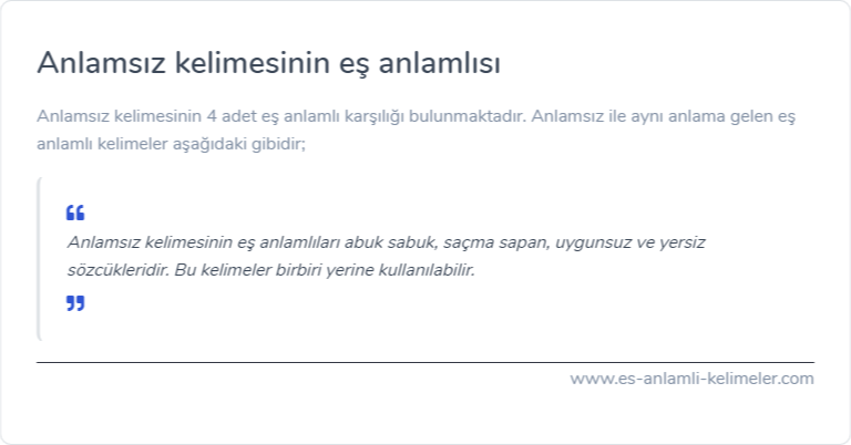 Anlamsız eş anlamlısı ne?