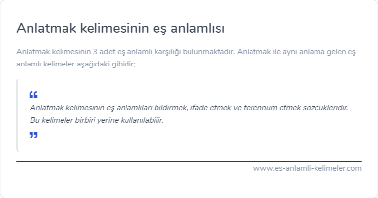 Anlatmak eş anlamlısı ne?