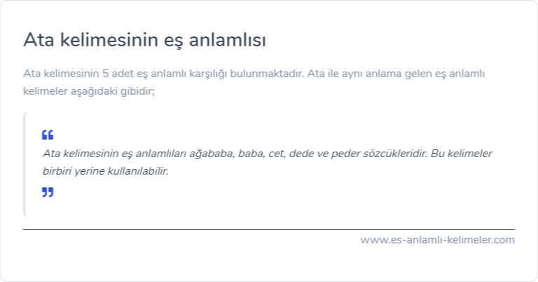 Ata eş anlamlısı ne?