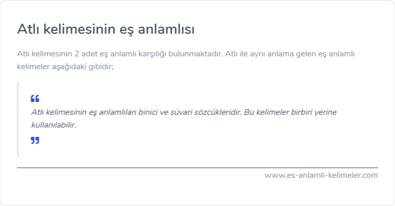 Atlı eş anlamlısı