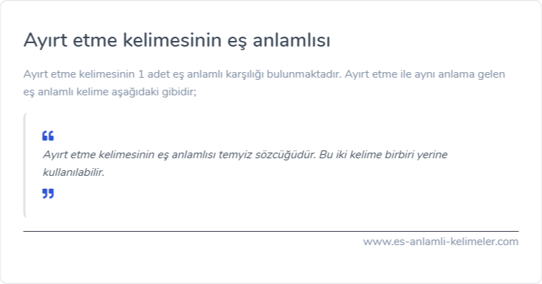 Ayırt etme eş anlamlısı ne?