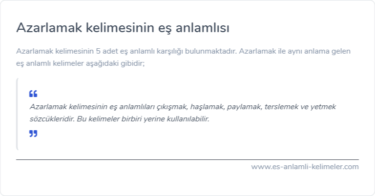 Azarlamak eş anlamlısı