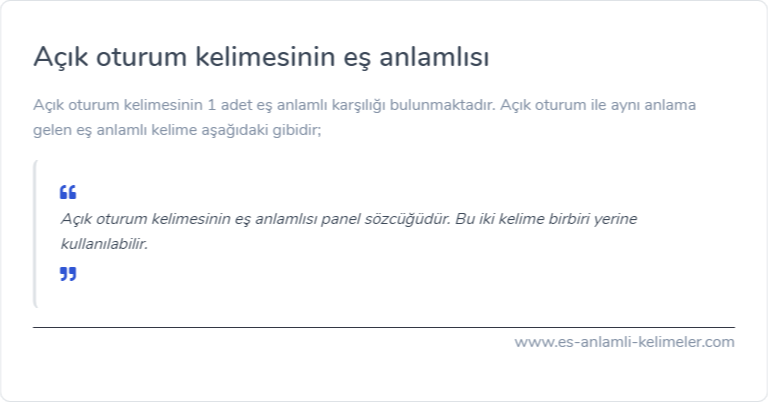 Açık oturum eş anlamlısı