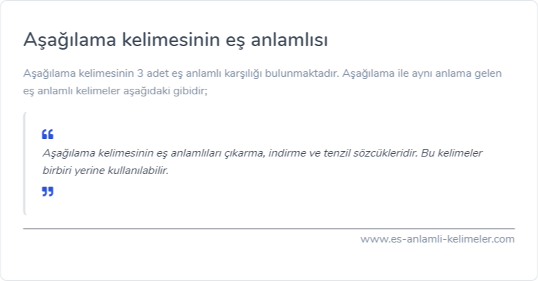 Aşağılama eş anlamlısı ne?