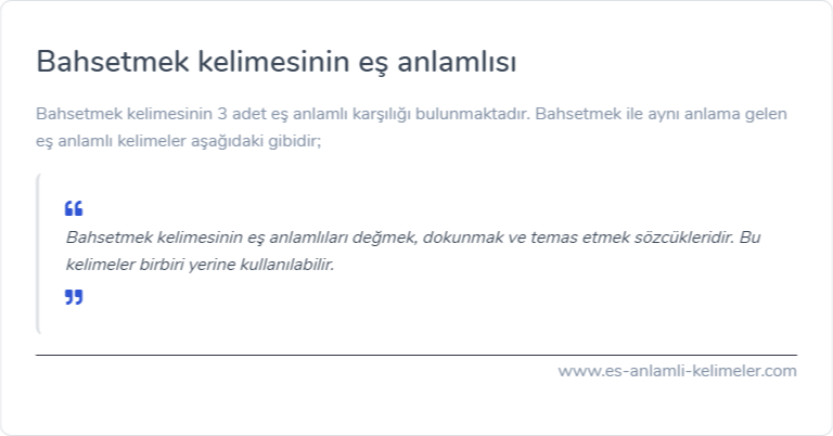 Bahsetmek eş anlamlısı nedir?