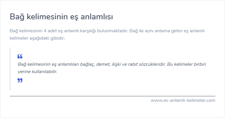 Bağ eş anlamlısı nedir?