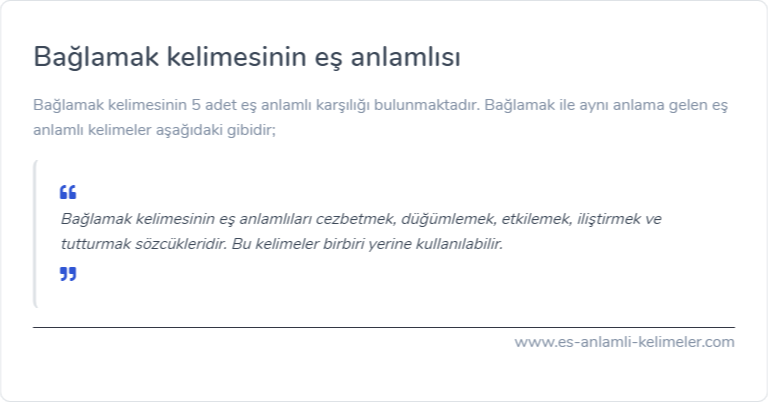 Bağlamak kelimesinin eş anlamlısı nedir?