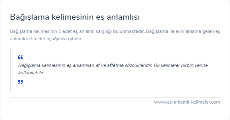 Bağışlama eş anlamlısı ne?