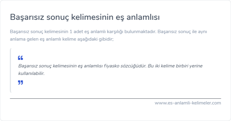 Başarısız sonuç eş anlamlısı ne?