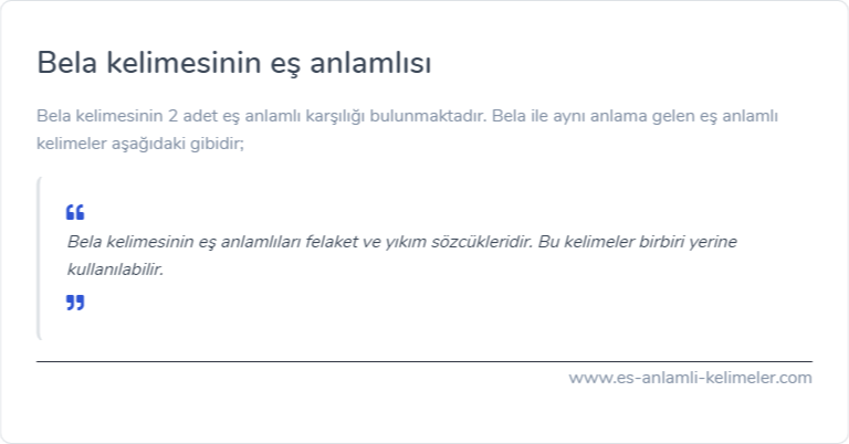 Bela eş anlamlısı