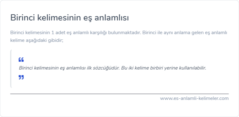 Birinci eş anlamlısı ne?