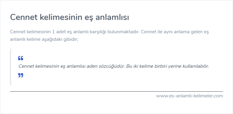 Cennet kelimesinin eş anlamlısı nedir?
