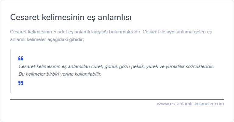 Cesaret eş anlamlısı nedir?