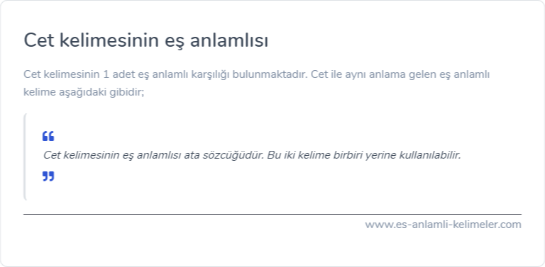 Cet kelimesinin eş anlamlısı