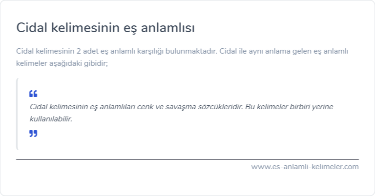 Cidal kelimesinin eş anlamlısı