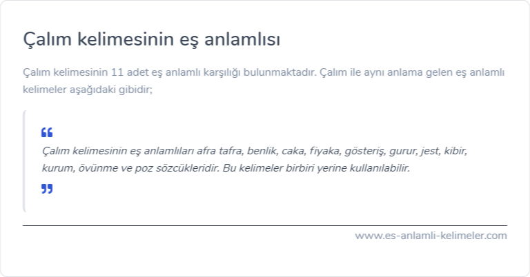 Çalım kelimesinin eş anlamlısı ne?