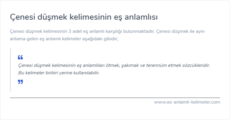 Çenesi düşmek eş anlamlısı nedir?