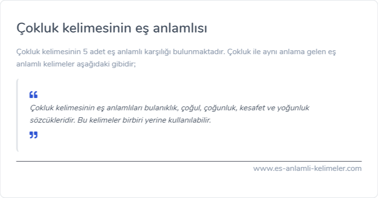 Çokluk eş anlamlısı ne?
