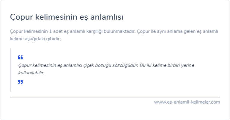 Çopur kelimesinin eş anlamlısı nedir?