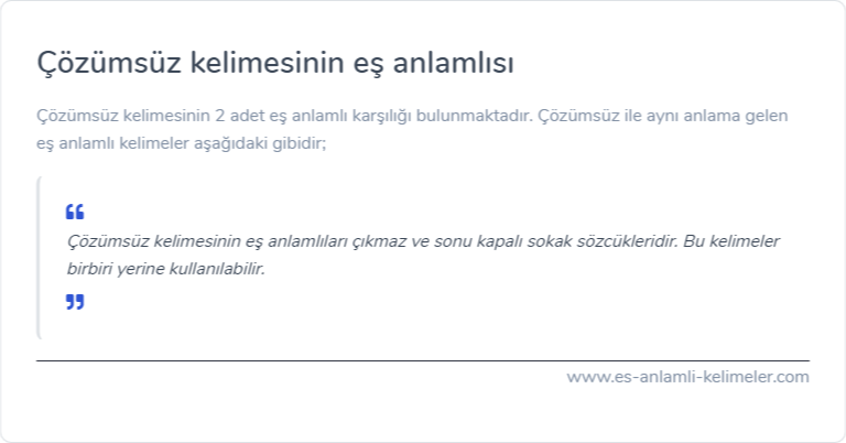 Çözümsüz eş anlamlısı