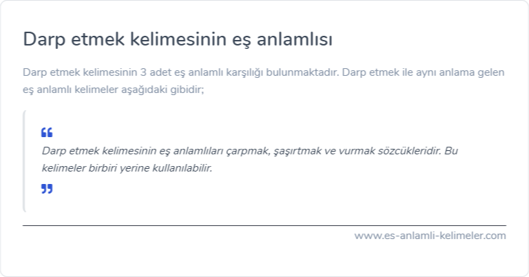 Darp etmek eş anlamlısı nedir?