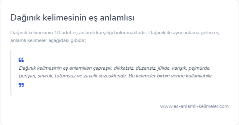 Dağınık eş anlamlısı ne?