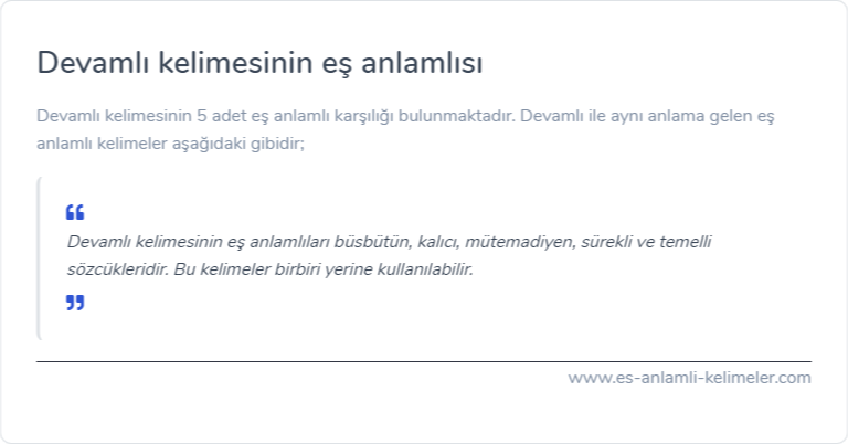 Devamlı eş anlamlısı nedir?