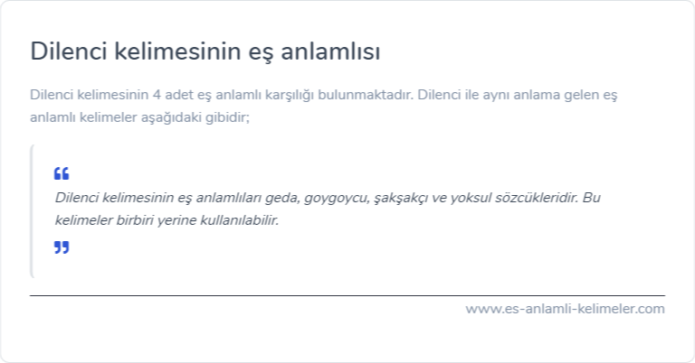 Dilenci eş anlamlısı ne?