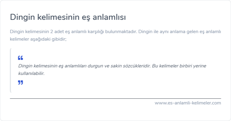 Dingin eş anlamlısı