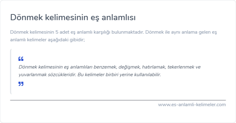 Dönmek eş anlamlısı ne?