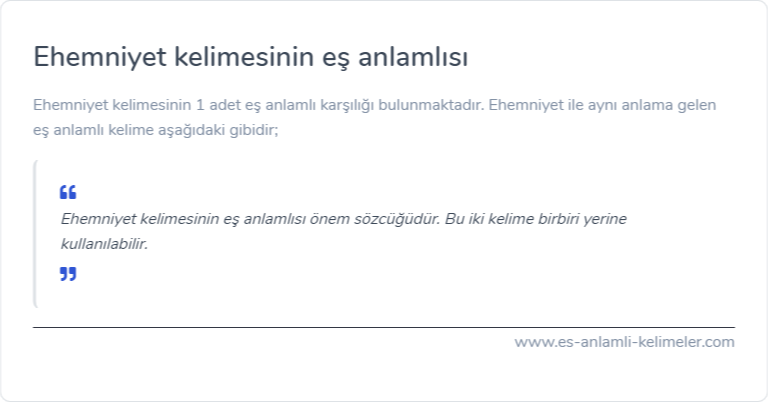 Ehemniyet eş anlamlısı