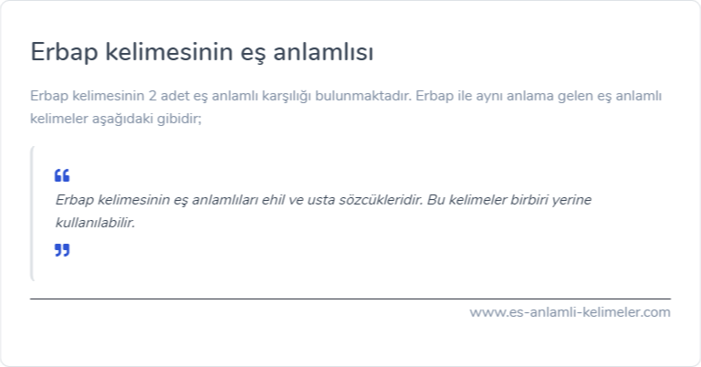 Erbap eş anlamlısı ne?
