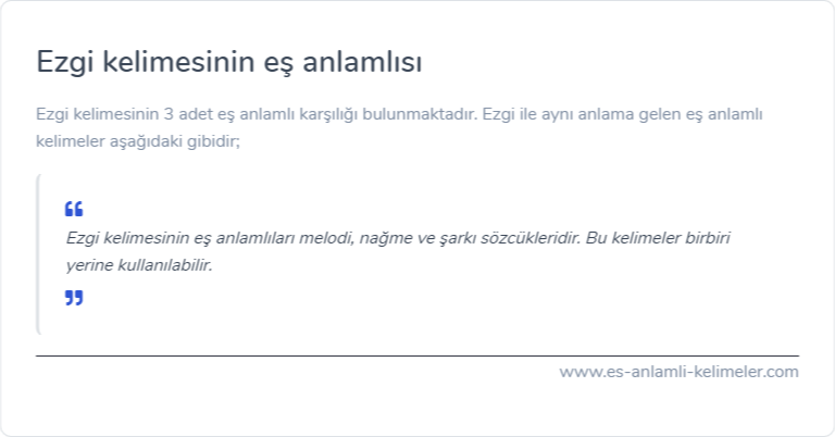 Ezgi kelimesinin eş anlamlısı ne?