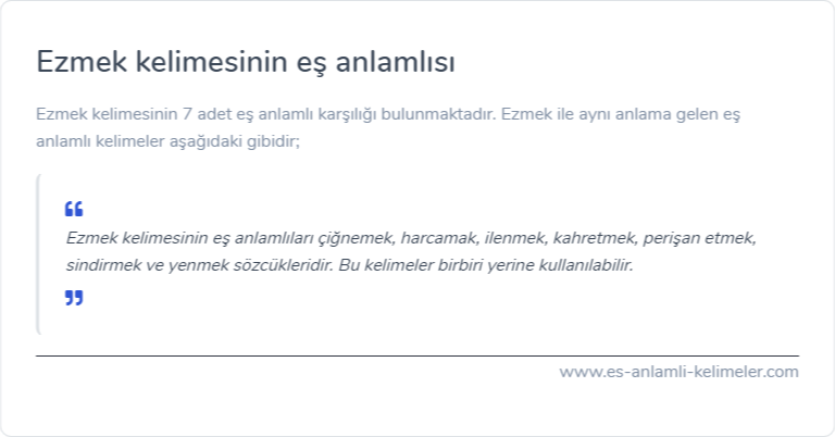 Ezmek eş anlamlısı nedir?