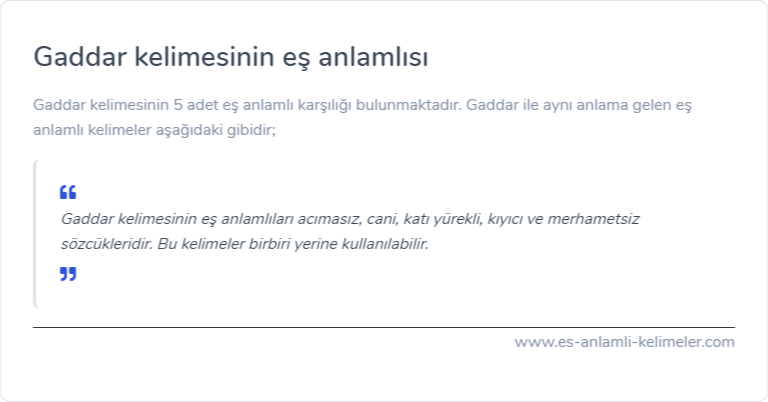 Gaddar eş anlamlısı
