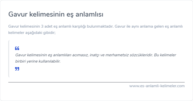 Gavur eş anlamlısı nedir?