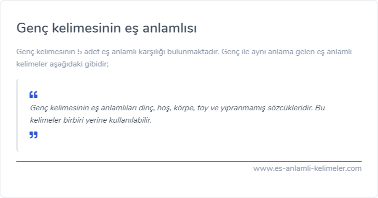 Genç eş anlamlısı