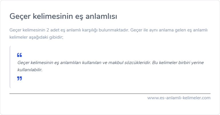 Geçer eş anlamlısı