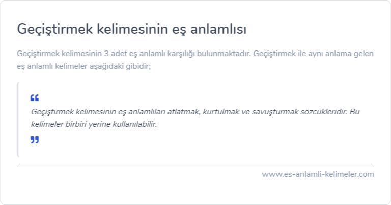 Geçiştirmek eş anlamlısı ne?