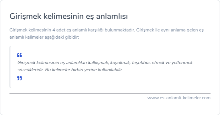 Girişmek kelimesinin eş anlamlısı ne?