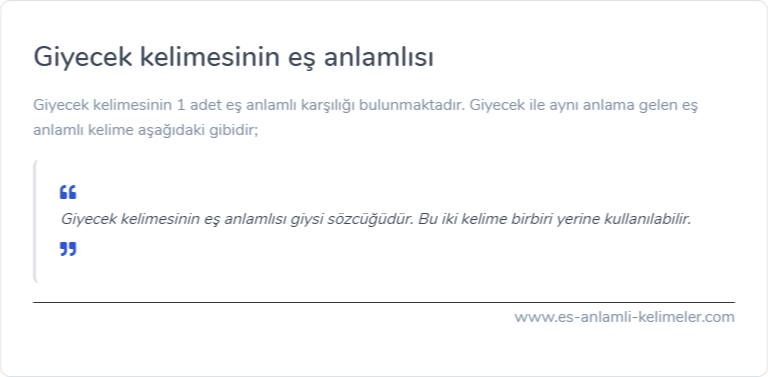 Giyecek eş anlamlısı