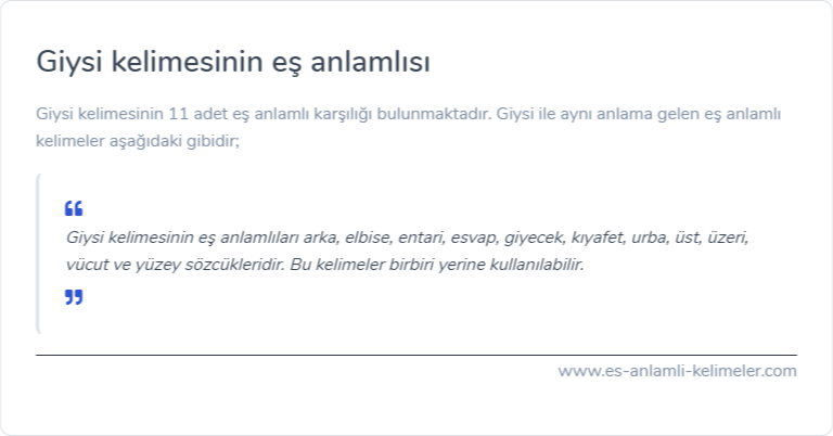 Giysi eş anlamlısı ne?