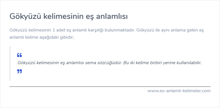 Gökyüzü eş anlamlısı nedir?