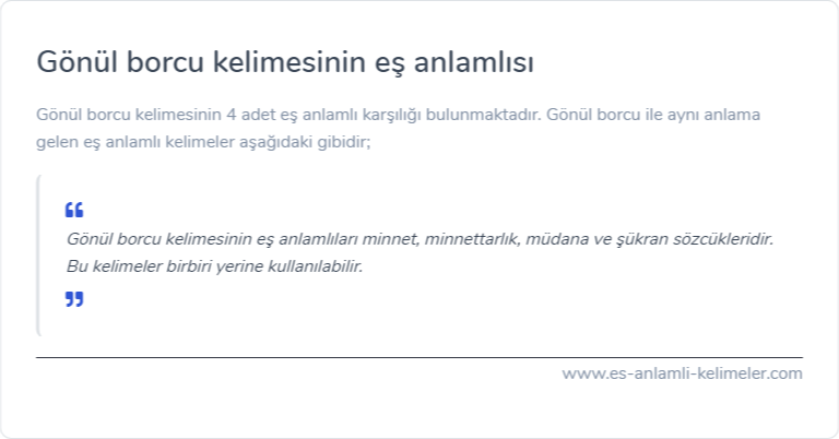 Gönül borcu eş anlamlısı nedir?