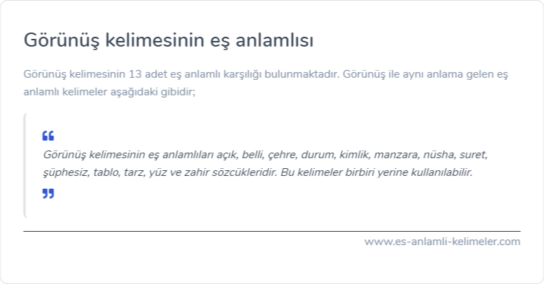 Görünüş eş anlamlısı