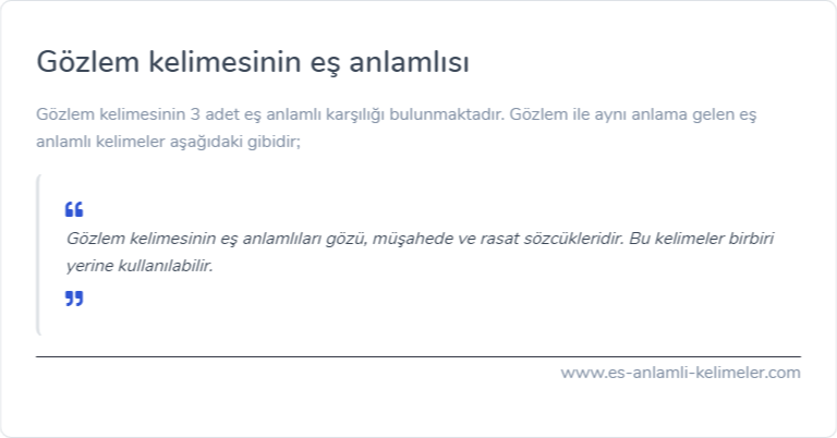 Gözlem kelimesinin eş anlamlısı nedir?