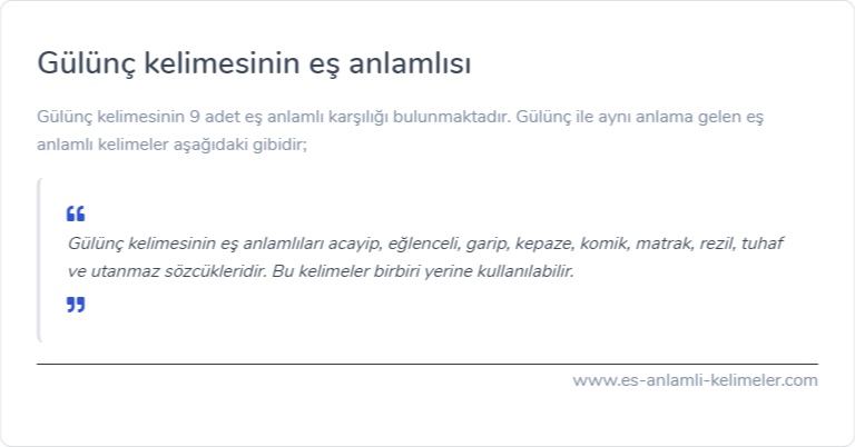 Gülünç eş anlamlısı nedir?